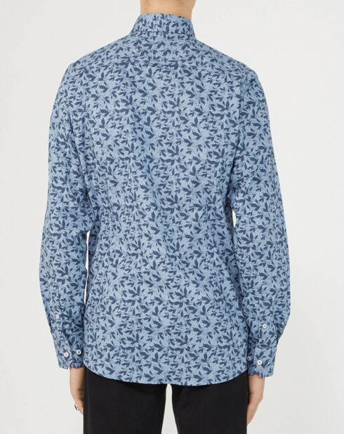 Chemise regular Figo feuillage bleue