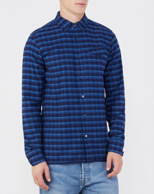 Chemise Regular Fit en flanelle à carreaux bleue