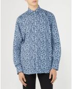 Chemise regular Figo feuillage bleue