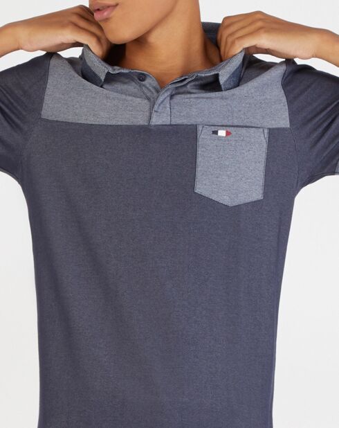 Polo bicolore Nelam bleu marine/bleu gris