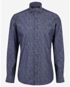 Chemise Slim Brown à fleurs bleu foncé