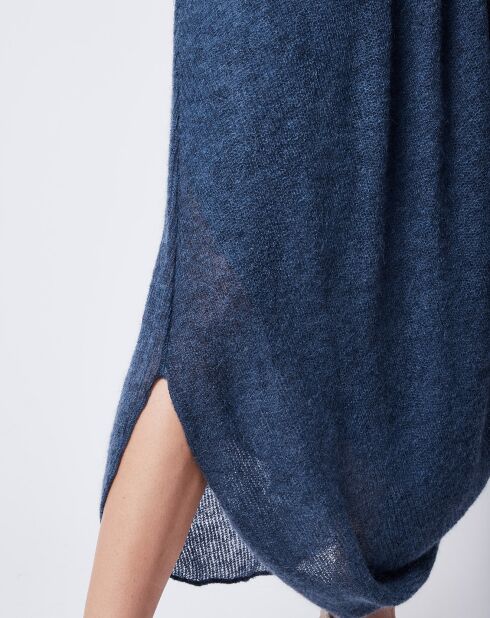 Jupe en Mohair, Alpaga & Laine mélangés asymétrique bleue