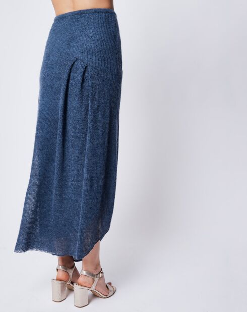 Jupe en Mohair, Alpaga & Laine mélangés asymétrique bleue