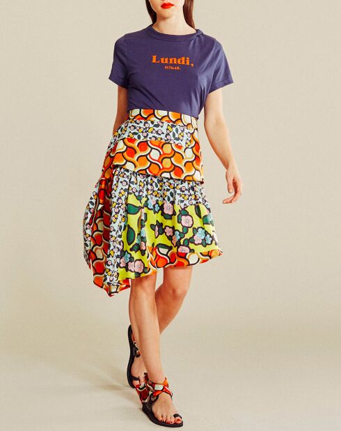 Jupe asymétrique Fleurie multicolore