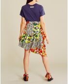 Jupe asymétrique Fleurie multicolore