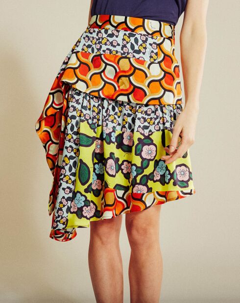 Jupe asymétrique Fleurie multicolore