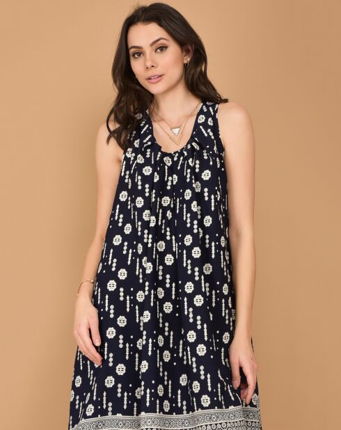 Robe tunique imprimée bleue