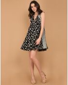 Robe imprimée col V noire