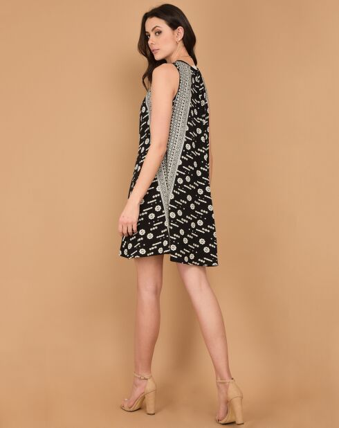 Robe imprimée col V noire