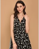 Robe imprimée col V noire
