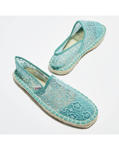 Türkisblaue bestickte Espadrilles