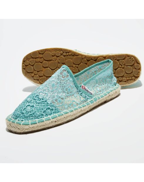 Türkisblaue bestickte Espadrilles