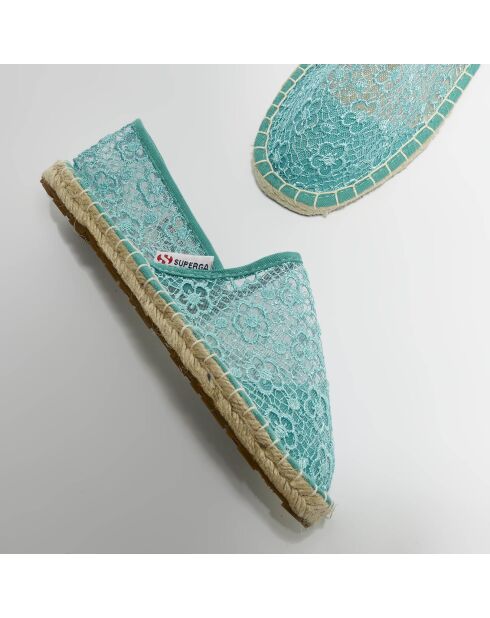Türkisblaue bestickte Espadrilles