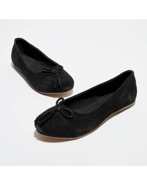 Ballerines en velours de cuir  noires