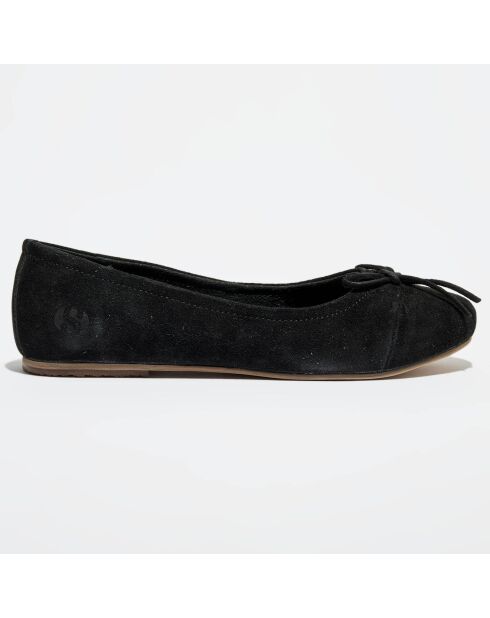 Ballerines en velours de cuir  noires