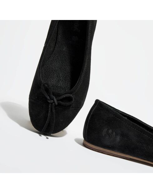 Ballerines en velours de cuir  noires