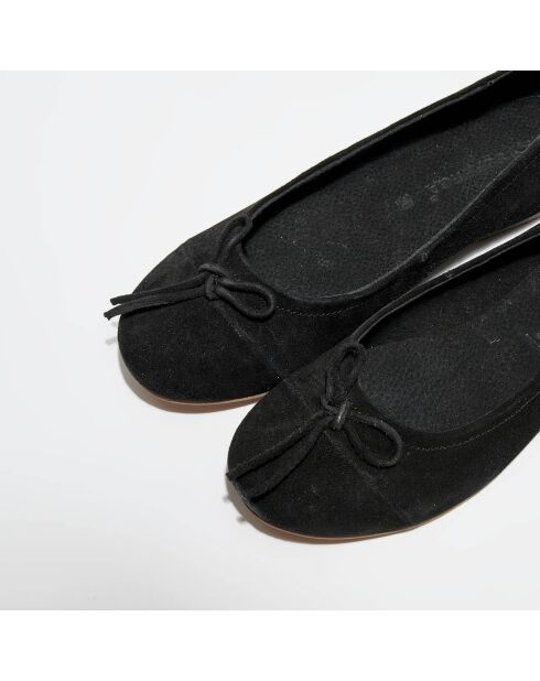 Ballerines en velours de cuir  noires