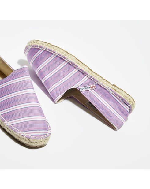 Espadrilles en toile rayées fuchsia/lilas