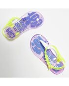 Sandales transparentes vert fluo/violet/blanc