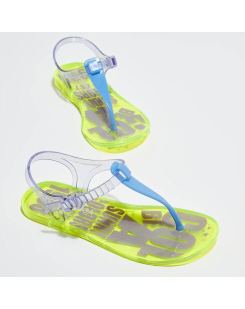 Slingbacks neon transparentes bleu/vert fluo