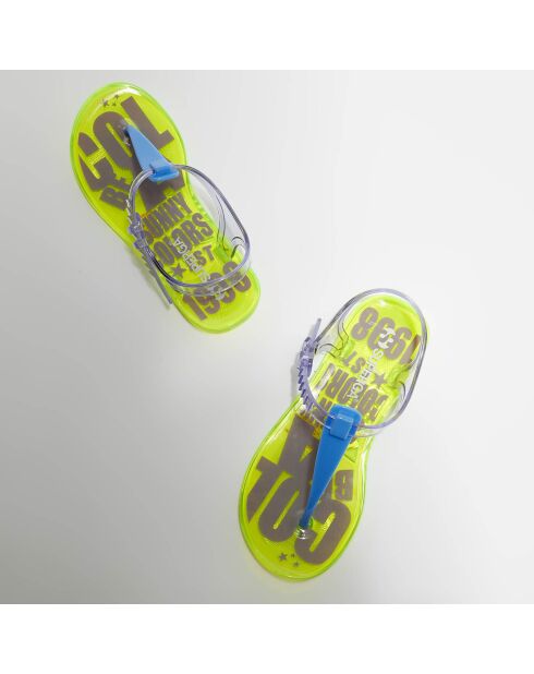 Slingbacks neon transparentes bleu/vert fluo