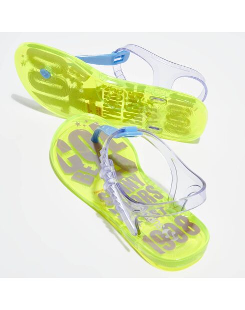 Slingbacks neon transparentes bleu/vert fluo