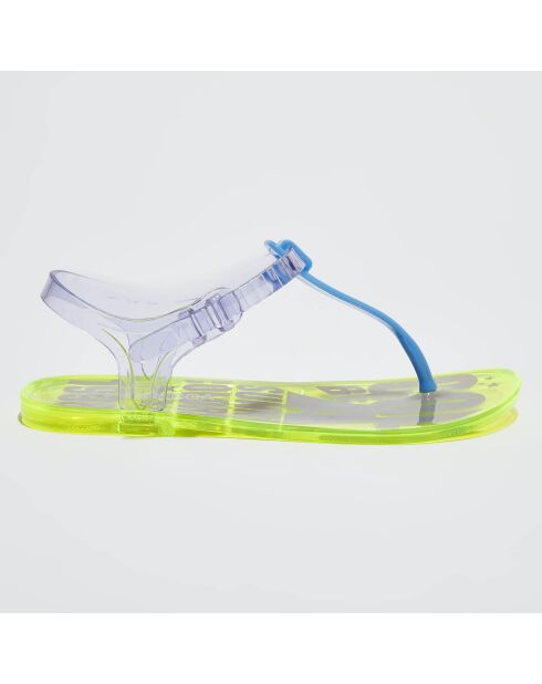 Slingbacks neon transparentes bleu/vert fluo