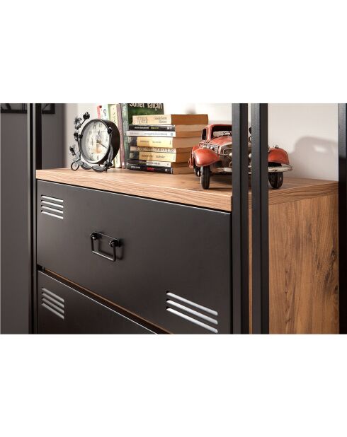 Cosmo cortex boekenkast denne/zwart - 90x180x35 cm