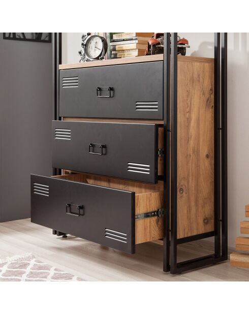 Cosmo cortex boekenkast denne/zwart - 90x180x35 cm