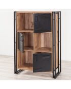 Meuble de rangement cosmo neva pin/noir - 89x127x35 cm
