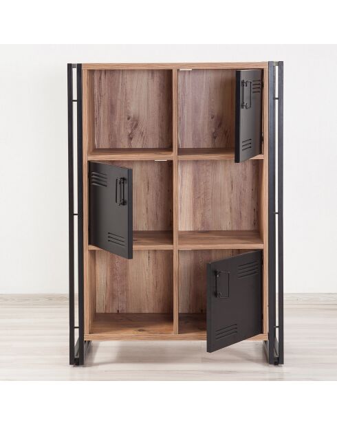 Meuble de rangement cosmo neva pin/noir - 89x127x35 cm