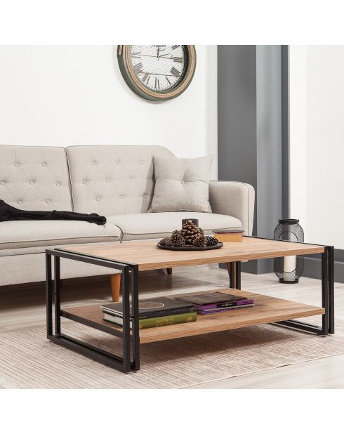 Table basse cosmo rectus pin/noir - 110x40x70 cm