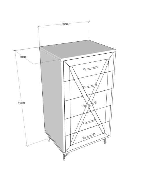 Commode planet pin/anthracite - 50x95x40 cm