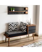Meuble d'entrée hamra + Etagère noyer/anthracite - 120x45x40 cm