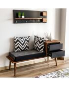 Meuble d'entrée hamra + Etagère noyer/anthracite - 120x45x40 cm