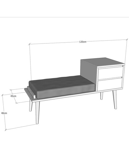 Meuble d'entrée hamra + Etagère noyer/anthracite - 120x45x40 cm