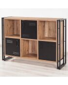 Buffet 3 portes cosmo tribus pin/noir - 136x89x35 cm