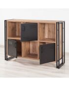 Buffet 3 portes cosmo tribus pin/noir - 136x89x35 cm