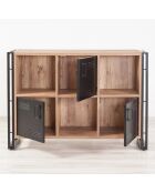 Buffet 3 portes cosmo tribus pin/noir - 136x89x35 cm