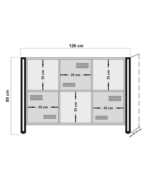 Buffet 3 portes cosmo tribus pin/noir - 136x89x35 cm