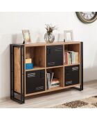 Buffet 3 portes cosmo tribus pin/noir - 136x89x35 cm