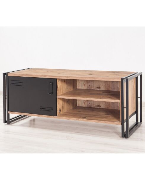 Meuble tv cosmo foris pin/noir - 130x50x45 cm
