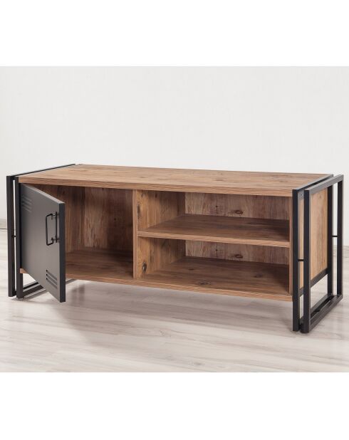 Meuble tv cosmo foris pin/noir - 130x50x45 cm