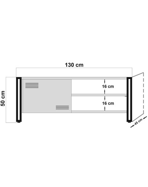 Meuble tv cosmo foris pin/noir - 130x50x45 cm