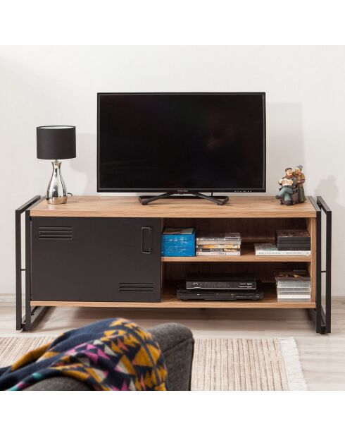 Meuble tv cosmo foris pin/noir - 130x50x45 cm