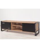 Meuble tv cosmo rex pin/noir - 180x50x45 cm