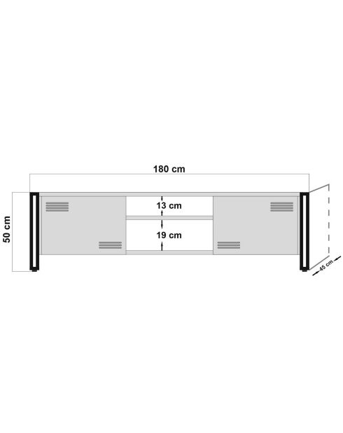 Meuble tv cosmo rex pin/noir - 180x50x45 cm
