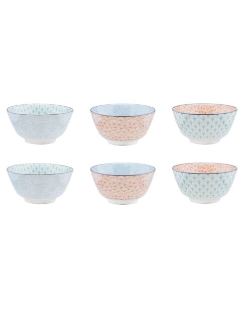 6 Bols apéritif Pattern Pastel rose pastel/bleu pastel/vert pastel - D.12 cm