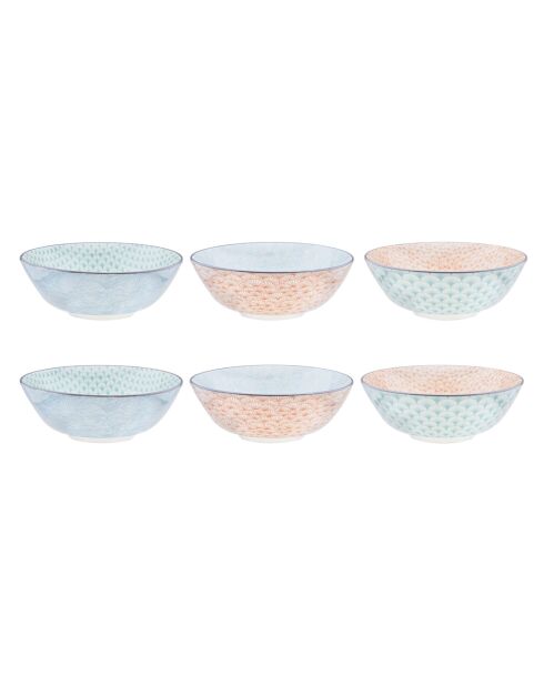6 Bols Pattern Pastel rose pastel/bleu pastel/vert pastel - D.21 cm