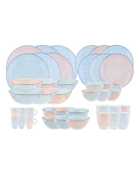Service Complet Pastel rose pastel/bleu pastel/vert pastel - 42 pièces